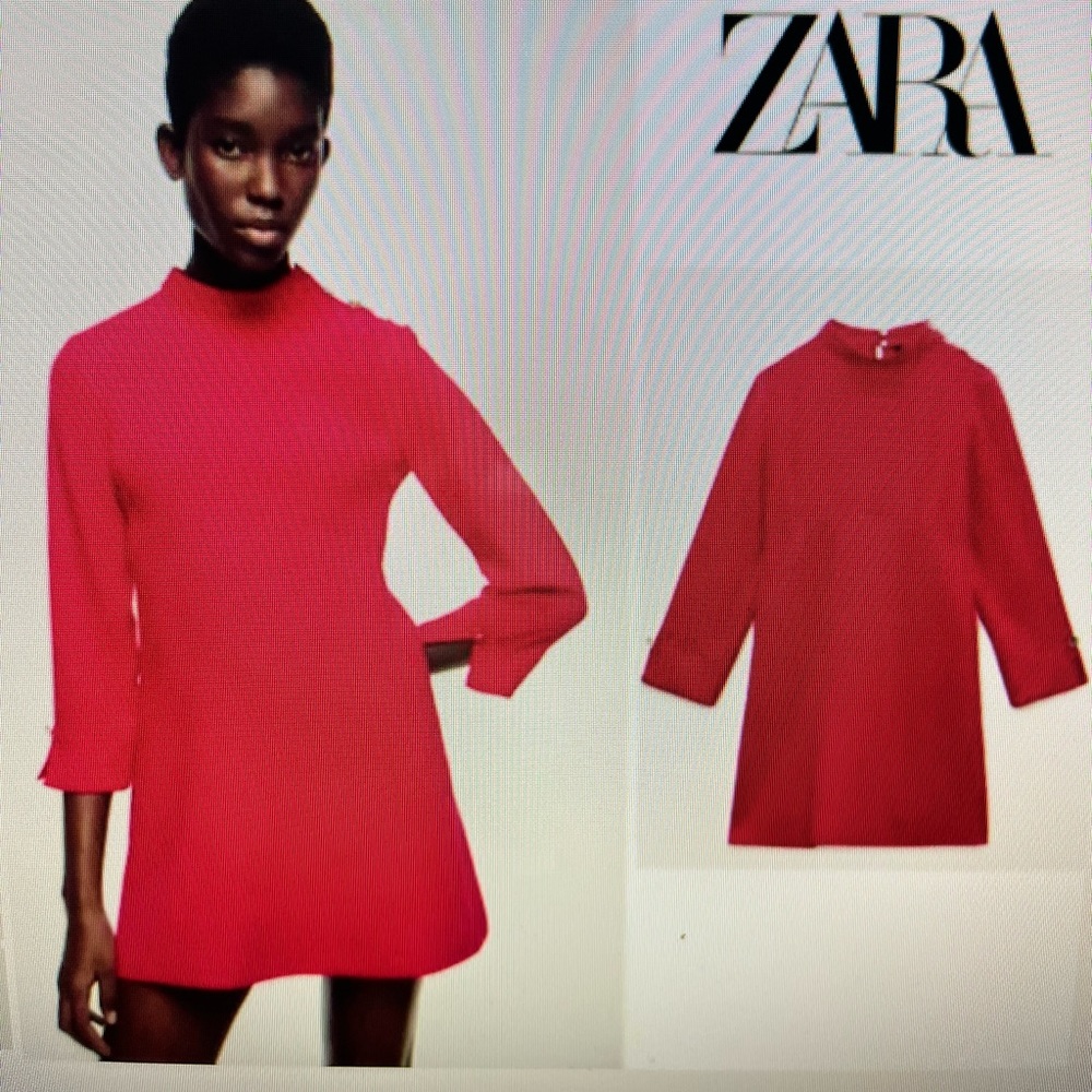 Zara Fuchsia Mini Dress With Button Shoulder Sz Small NWT